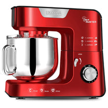 Load image into Gallery viewer, INALSA Stand Mixer Professional Mix Master- Heavy Duty 1200 Watt Pure Copper Motor| 5.5L SS Bowl| Metal Gears for Extra Stability| Includes Whisking Cone, Mixing Beater &amp; Dough Hook, (Red)
