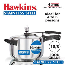 Load image into Gallery viewer, HAWKINS STAINLESS STEEL PRESSURE COOKER, 4 LITRES, INDUCTION COOKER, HSS40 - KOCHEN ESSENTIAL
