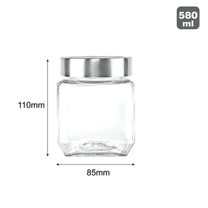 Cello Qube Toughened Glass Jars 580 Ml, Set of 2, Clear