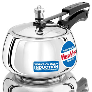 HAWKINS STAINLESS STEEL PRESSURE COOKER, 3 LITRES, CONTURA, SSC30 - KOCHEN ESSENTIAL