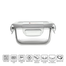 Load image into Gallery viewer, Cello Delighta Square Borosilicate Lunch Box with Jacket, 320ml, Set of 3, Clear
