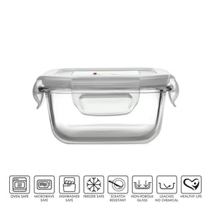 Cello Delighta Square Borosilicate Lunch Box with Jacket, 320ml, Set of 3, Clear