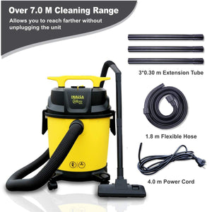 Inalsa Vacuum Cleaner Wet and Dry Micro WD10 with 3in1 Multifunction Wet/Dry/Blowing| 14KPA Suction and Impact Resistant Polymer Tank,(Yellow/Black) - KOCHEN ESSENTIAL