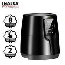 Load image into Gallery viewer, INALSA Air Fryer Top Chef Digital-1400W, 4L|Smart AirCrisp Technology| 8-Preset, Touch Control &amp; Digital Display| Variable Temp &amp; Time Control (Black)
