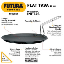 Load image into Gallery viewer, Hawkins Futura Nonstick Induction Compatible Flat Tava (Diameter 26 cm, Thickness 4.88 mm, Black), INFT26 - KOCHEN ESSENTIAL
