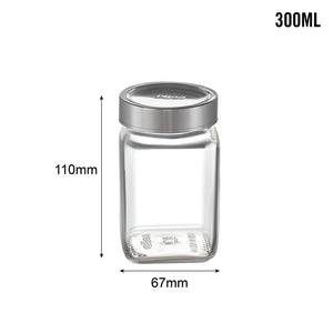 Cello Qube Fresh Glass Storage Jar, Air Tight, See-Through Lid, Clear, Set of 6 (300 ml Each)