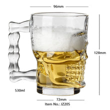 Load image into Gallery viewer, Classic Glass Beer Skull Mug (Transparent, 520 ml) - Set of 2
