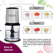Load image into Gallery viewer, Inalsa Chopper Bullet 400W with Variable Speed and Pure Copper Motor, Dual Layered Blade, 500ml Capacity (Black/Silver) - KOCHEN ESSENTIAL

