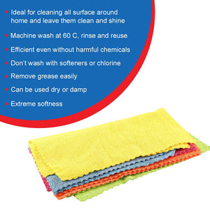 Kleeno by Cello Microfiber Multipurpose Cloth Set of 10, Assorted, Large