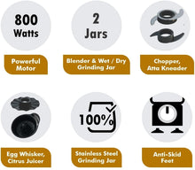 Load image into Gallery viewer, INALSA FOOD PROCESSOR VERVE, 800 WATTS - KOCHEN ESSENTIAL
