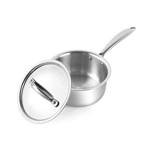 Cello Induction Base Tri-Ply Sauce Pan with Stainless Steel Lid, 1.6 Litre, 16cm - KOCHEN ESSENTIAL