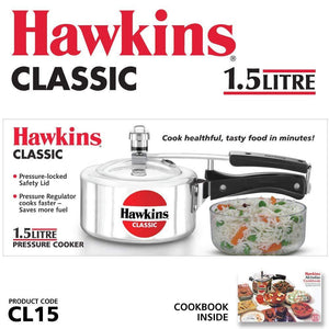 HAWKINS CLASSIC PRESSURE COOKER , 1.5 LITRES, CL15 - KOCHEN ESSENTIAL