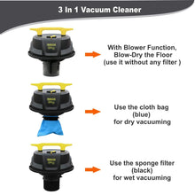 Load image into Gallery viewer, Inalsa Vacuum Cleaner Wet and Dry Micro WD10 with 3in1 Multifunction Wet/Dry/Blowing| 14KPA Suction and Impact Resistant Polymer Tank,(Yellow/Black) - KOCHEN ESSENTIAL
