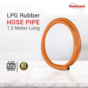 SUNFLAME LPG RUBBER HOSE PIPE, GAS PIPE, ISI , 1.5 METERS - KOCHEN ESSENTIAL