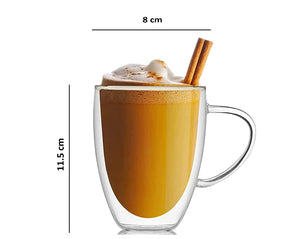 Double Wall Borosilicate Glass Coffee Mug 300 ml || Perfect for Cappuccino, Tea, Latte, Hot Beverage (Transparent) - 1 Piece