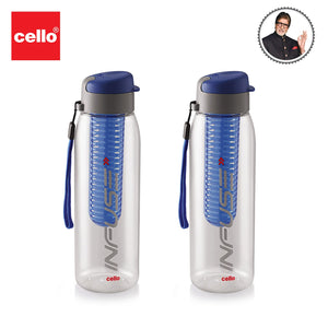 Cello Infuse Plastic Water Bottle Set, 800ml, Set of 2