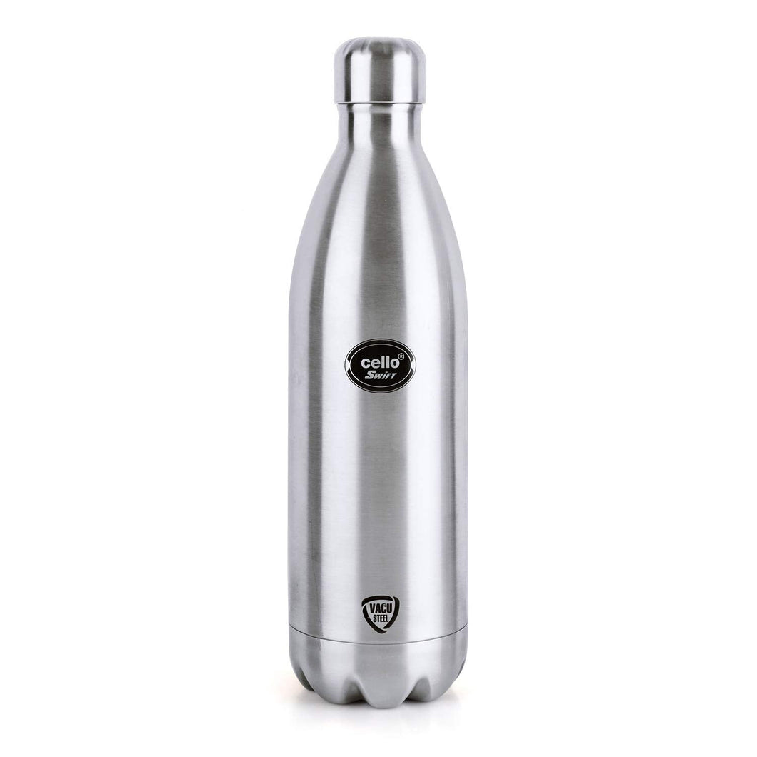 Cello Swift Stainless Steel Double Walled Hot and Cold Flask, 750ml, Silver