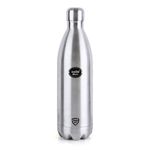 Cello Swift Stainless Steel Double Walled Hot and Cold Flask, 1000ml, Silver