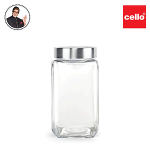 Cello Qube Fresh Glass Storage Jar, Air Tight, See-Through Lid, Clear, 800 ml