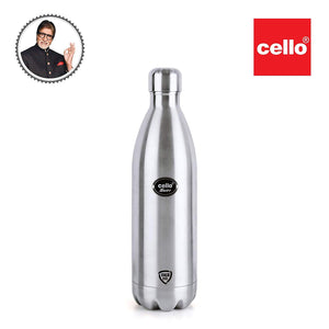 Cello Swift Stainless Steel Double Walled Hot and Cold Flask, 350ml, Silver