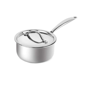 Cello Induction Base Tri-Ply Sauce Pan with Stainless Steel Lid, 1.6 Litre, 16cm - KOCHEN ESSENTIAL