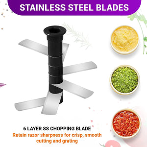 Inalsa Manual Chopper Chop It XL - High Quality Six Layer SS Chopping Blade | Coarse, Medium, Fine for All Types of Chopping | 900 ml Capacity | Anti Skid Base (Navy Blue) - KOCHEN ESSENTIAL