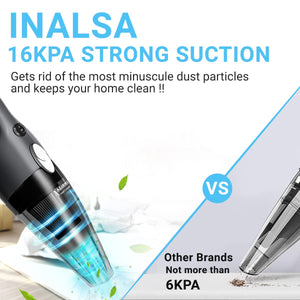 INALSA Vaccum Cleaner Handheld 800W High Powerful Motor- Dura Clean with HEPA Filtration & Strong Powerful 16KPA Suction| Lightweight, Compact & Durable Body|Includes Multiple Accessories,(Grey/Black)