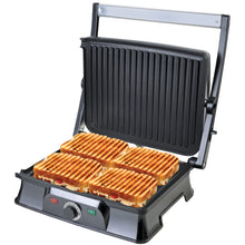 Load image into Gallery viewer, Inalsa Dura Grill 2200-Watt Sandwich Maker/ Contact Grill with Temperature Controller and LED indicator | Non-stick coated plates | Cool touch sliding Handle | 4 Slice Bread, (Black/Grey)
