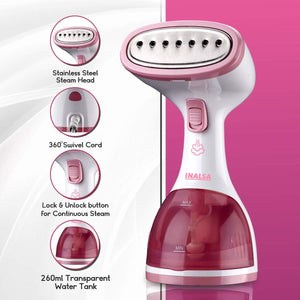 Inalsa Steamax 1200-Watt Garment Steamer with Detachable Fabric & Steam Brush & 260ml Capacity | Vertical & Horizontal Ironing - KOCHEN ESSENTIAL