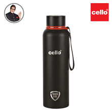 Load image into Gallery viewer, Cello Duro Tuff Steel Series- Kent Double Walled Stainless Steel Water Bottle with Durable DTP Coating, 900ml, Black
