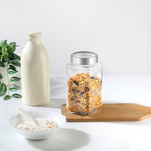 Load image into Gallery viewer, Cello Qube Fresh Glass Storage Jar, Air Tight, See-Through Lid, Clear, 1200 ml
