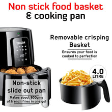 Load image into Gallery viewer, INALSA Air Fryer Top Chef Digital-1400W, 4L|Smart AirCrisp Technology| 8-Preset, Touch Control &amp; Digital Display| Variable Temp &amp; Time Control (Black)
