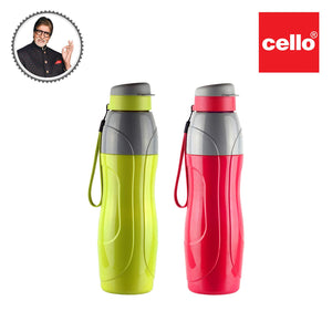 Cello Puro Plastic Sports Water Bottle, 900 ml, Set of 2(Assorted)