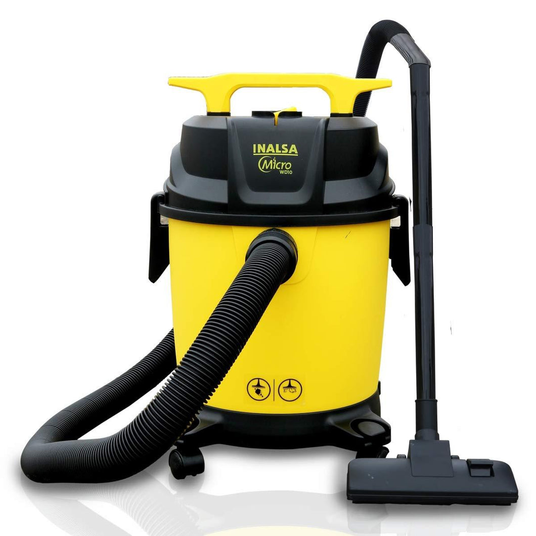 Inalsa Vacuum Cleaner Wet and Dry Micro WD10 with 3in1 Multifunction Wet/Dry/Blowing| 14KPA Suction and Impact Resistant Polymer Tank,(Yellow/Black) - KOCHEN ESSENTIAL