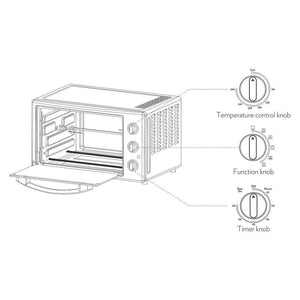 BOROSIL PRIMA 30 L OTG, WITH MOTORISED ROTISSERIE AND CONVECTION, 1500 W, 6 STAGE HEATING FUNCTION, SILVER - KOCHEN ESSENTIAL