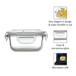 Cello Delighta Square Borosilicate Lunch Box with Jacket, 320ml, Set of 3, Clear