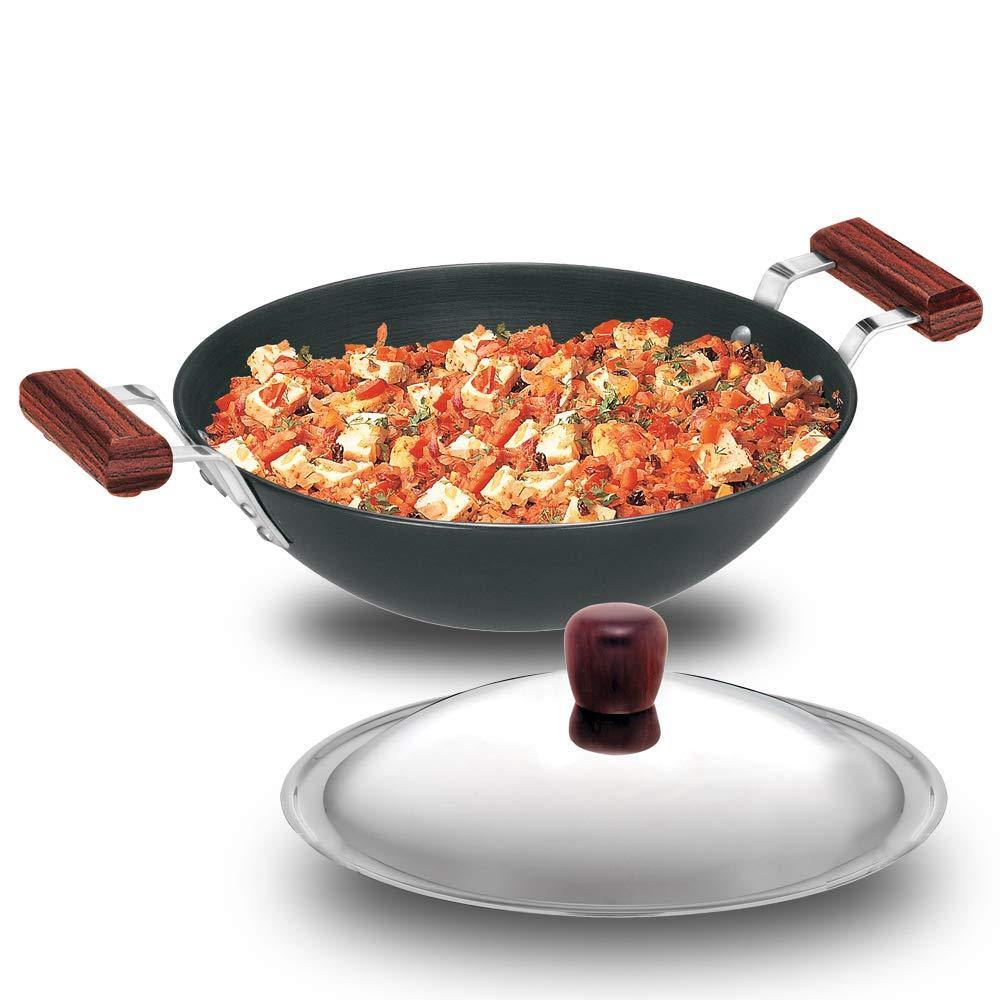 HAWKINS FUTURA HARD ANODIZED KADHAI 3.75 LITRES WITH STEEL LID , IAD375S - KOCHEN ESSENTIAL