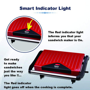Inalsa Sandwich Grill Toaster Toast & Co 750 Watt (Red / Black)