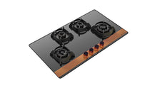 Load image into Gallery viewer, Faber Glass, Mild Steel Hobtop Utopia HT 804 BR CI Auto Electric Ignition Glass Top 4 Brass Burner (Black)
