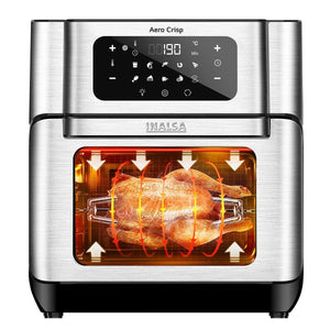 Inalsa Aero Crisp Air Fryer Oven with Extra Large Capacity | Digital Display and Stainless Steel |10 Preset Program | Rotisserie Function and 1500 Watts (Black) - KOCHEN ESSENTIAL