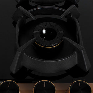 Faber Hobtop Utopia HT604 CRS BR CI AI 4 Brass Burner Auto Electric Ignition Glass Top (Black)