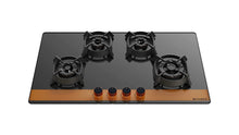 Load image into Gallery viewer, Faber Glass, Mild Steel Hobtop Utopia HT 804 BR CI Auto Electric Ignition Glass Top 4 Brass Burner (Black)
