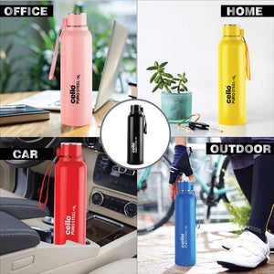 Cello Puro Steel-X Benz Water Bottle with Inner Stainless Steel and Outer Plastic (900 Ml), 1 Piece