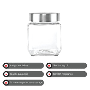 Cello Qube Toughened Glass Jars 580 Ml, Set of 2, Clear
