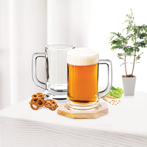 Treo By Milton Munich Cool Glass Beer Mug set of 2, 359 ml Each, Transparent