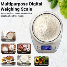 Load image into Gallery viewer, Inalsa Digital Kitchen Weighing Scale &amp; Food Weight Machine for Health, Fitness, Home Baking &amp; Cooking-INKS 02 with Tare/Zero Function,High Precision Weighing Sensor|1 Year Warranty, ( Silver / Blue) - KOCHEN ESSENTIAL
