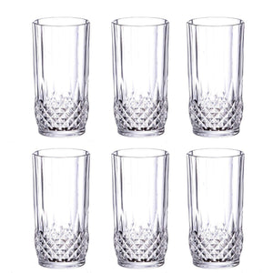 Crystal Glass for Water and Juice Crystal Clear - 6 Pieces, Transparent, 250 ml - KOCHEN ESSENTIAL