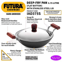 Load image into Gallery viewer, HAWKINS FUTURA HARD ANODIZED KADHAI 3.75 LITRES WITH STEEL LID , IAD375S - KOCHEN ESSENTIAL
