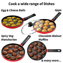 Load image into Gallery viewer, HAWKINS NONSTICK APPE PAN WITH GLASS LID, 12 CRATERS, 22CM (NAPE22G) - KOCHEN ESSENTIAL
