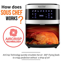 Load image into Gallery viewer, INALSA Air Fryer Digital 6.5 L Sous Chef-1650 Watt with 8 Preset Programs, Variable Temperature Control &amp; Auto Shake Reminder|Free Recipe book|2 Year Warranty(Black/Silver)
